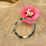 Fashion, accesorii si bijuterii - Femei - Bijuterii femei - Bratari femei - Bratara dama Samanta cu cristale Moss Agate cu Perla si accesorii din argint placat cu aur - Infinity.ro
