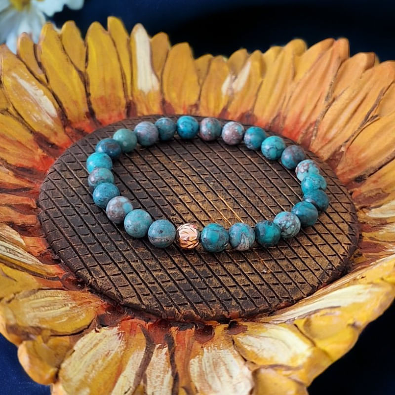 Fashion, accesorii si bijuterii - Femei - Bijuterii femei - Bratari femei - Bratara piatra naturala Howlit Turcoaz American Zina cu accesorii din Argint 925 rose gold - Infinity.ro