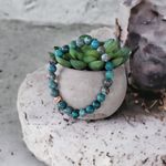Fashion, accesorii si bijuterii - Femei - Bijuterii femei - Bratari femei - Bratara piatra naturala Howlit Turcoaz American Zina cu accesorii din Argint 925 rose gold - Infinity.ro