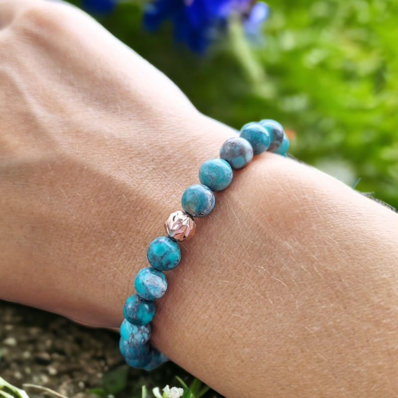 Fashion, accesorii si bijuterii - Femei - Bijuterii femei - Bratari femei - Bratara piatra naturala Howlit Turcoaz American Zina cu accesorii din Argint 925 rose gold - Infinity.ro