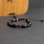 Fashion, accesorii si bijuterii - Barbati - Bijuterii barbati - Bratari barbati - Bratara snur barbati din turmalina neagra naturala realizata manual, cu margele de lava, Devyan - Infinity.ro