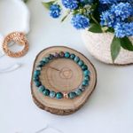Fashion, accesorii si bijuterii - Femei - Bijuterii femei - Bratari femei - Bratara piatra naturala Howlit Turcoaz American Zina cu accesorii din Argint 925 rose gold - Infinity.ro