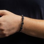 Fashion, accesorii si bijuterii - Barbati - Bijuterii barbati - Bratari barbati - Bratara snur barbati din turmalina neagra naturala realizata manual, cu margele de lava, Devyan - Infinity.ro