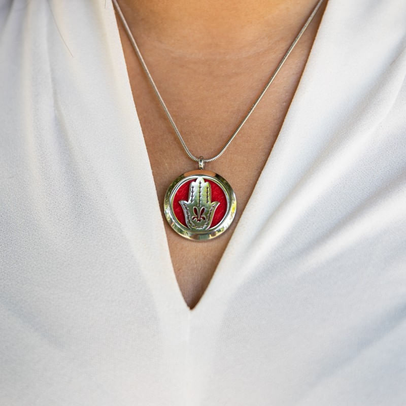 Fashion, accesorii si bijuterii - Femei - Bijuterii femei - Coliere femei - Medalion Difuzare Uleiuri Esentiale, Aromaterapie FATIMA cu Lant Snake, din Otel Inoxidabil, 2.5 cm - Infinity.ro