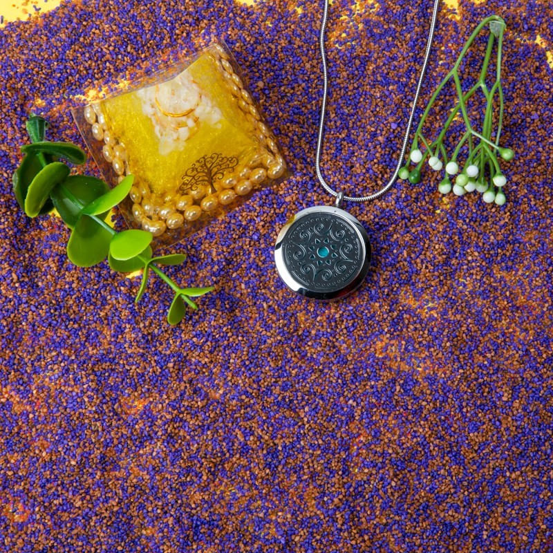 Fashion, accesorii si bijuterii - Femei - Bijuterii femei - Coliere femei - Medalion Mandala ASMEE cu Lant Snake, Pentru Aromaterapie, din Otel Inoxidabil, 2.5 cm - Infinity.ro