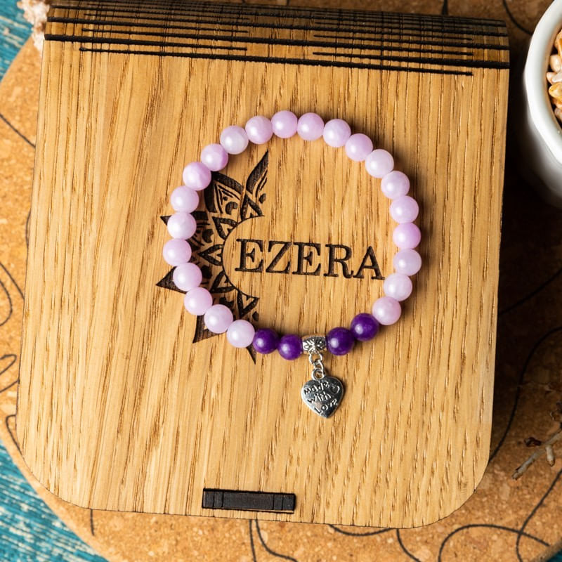 Fashion, accesorii si bijuterii - Femei - Bijuterii femei - Bratari femei - Bratara dama pietre semipretioase Helen, cristale de Jad Roz si Jad Mov, sfere de 6mm - Infinity.ro