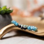 Fashion, accesorii si bijuterii - Femei - Bijuterii femei - Bratari femei - Fathia, bratara cristale de Jad Albastru, Jad Verde si Shell Turquoise Negru, margele de 6mm - Infinity.ro