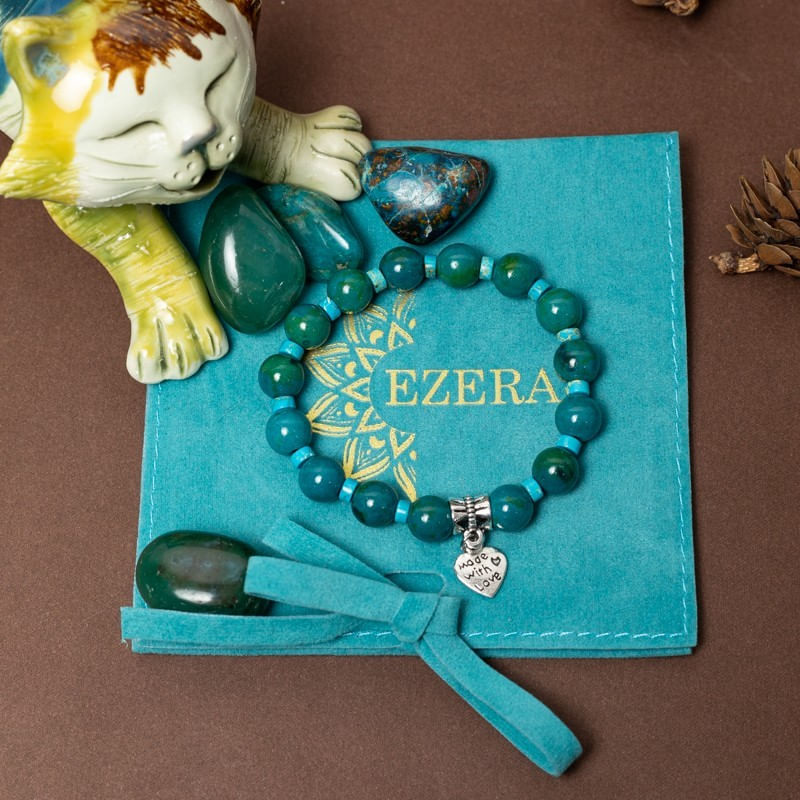 Fashion, accesorii si bijuterii - Femei - Bijuterii femei - Bratari femei - Clarissa, bratara handmade femei din pietre semipretioase Pheonix Stone cu charm inimioara Made with Love - Infinity.ro