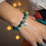Fashion, accesorii si bijuterii - Femei - Bijuterii femei - Bratari femei - Clarissa, bratara handmade femei din pietre semipretioase Pheonix Stone cu charm inimioara Made with Love - Infinity.ro
