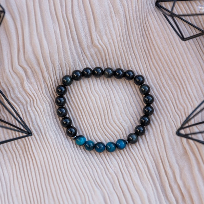 Fashion, accesorii si bijuterii - Barbati - Bijuterii barbati - Bratari barbati - Kareem, bratara handmade barbati din Cristale de Obsidian si Ochi de Tigru Royal Blue, margele de 8mm - Infinity.ro