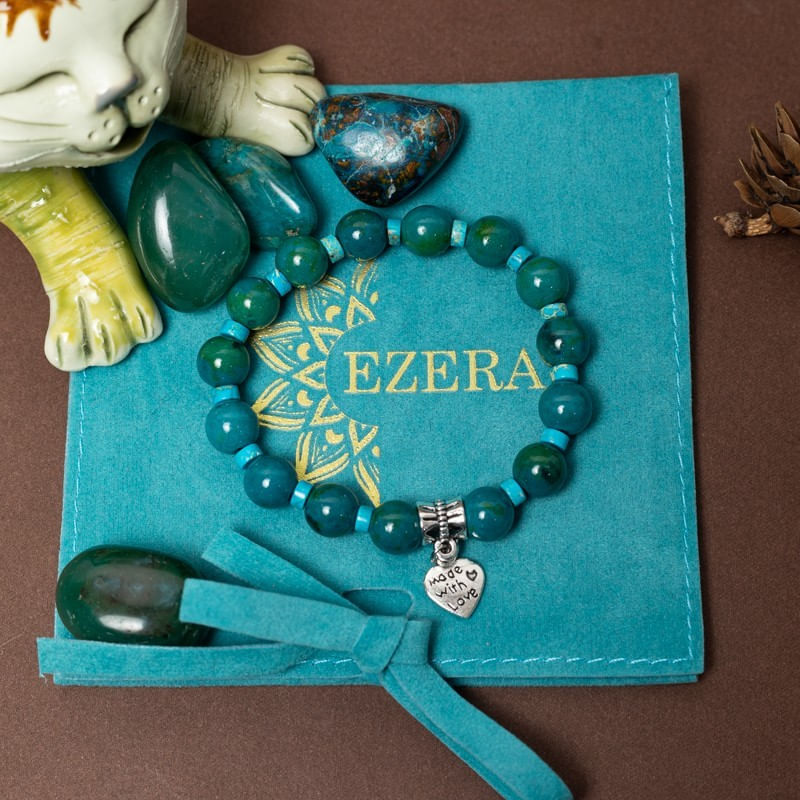 Fashion, accesorii si bijuterii - Femei - Bijuterii femei - Bratari femei - Clarissa, bratara handmade femei din pietre semipretioase Pheonix Stone cu charm inimioara Made with Love - Infinity.ro
