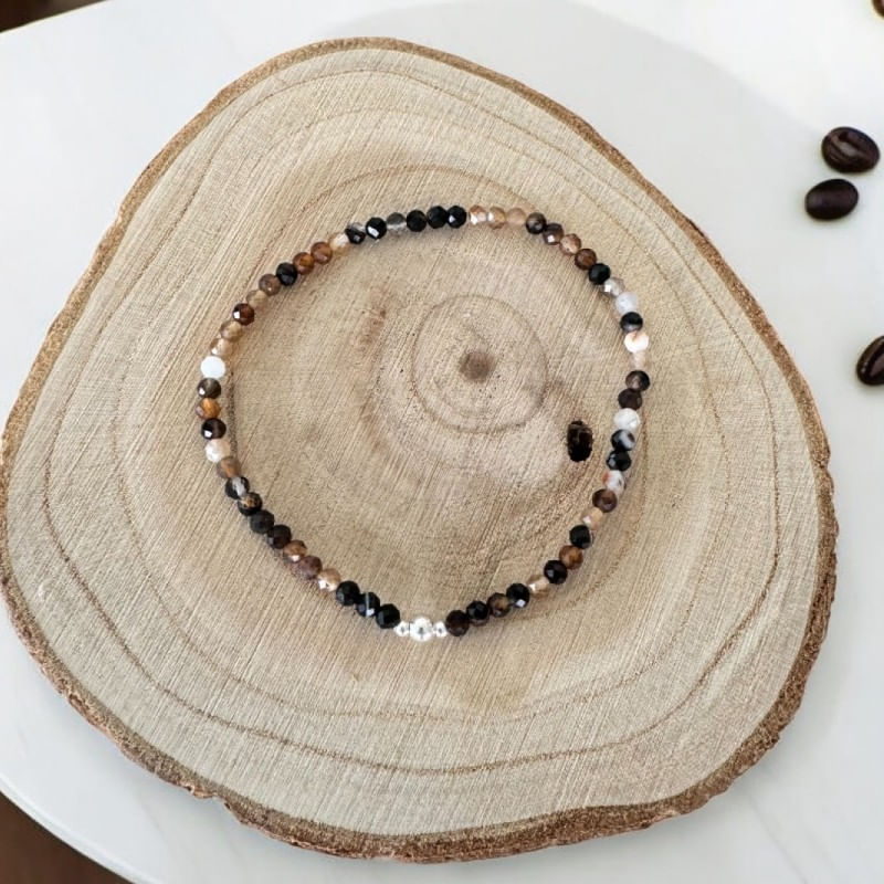 Fashion, accesorii si bijuterii - Femei - Bijuterii femei - Bratari femei - Bratara dama Betty din cristale de Agat Cofee cu argint 925 - Infinity.ro