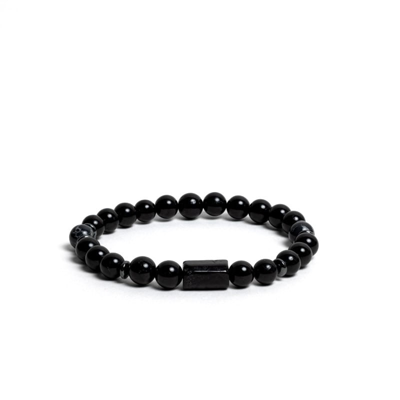 Fashion, accesorii si bijuterii - Femei - Bijuterii femei - Bratari femei - Bratara femei Nalin din piatra de Turmalina si Shell Turquoise Negru, margele de 6mm - Infinity.ro