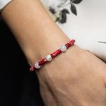 Fashion, accesorii si bijuterii - Femei - Bijuterii femei - Bratari femei - Bratara pietre semipretioase dama, Lori, cu cristale de Piatra Lunii si distantiere din Sediment Marin Rosu - Infinity.ro