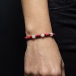 Fashion, accesorii si bijuterii - Femei - Bijuterii femei - Bratari femei - Bratara pietre semipretioase dama, Lori, cu cristale de Piatra Lunii si distantiere din Sediment Marin Rosu - Infinity.ro