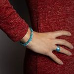 Fashion, accesorii si bijuterii - Femei - Bijuterii femei - Bratari femei - Set 2 bratari handmade Krishna dama din pietre naturale de Jasp Turcoaz Sediment Marin si Jasp Roz - Infinity.ro
