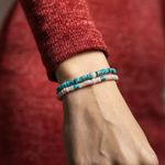 Fashion, accesorii si bijuterii - Femei - Bijuterii femei - Bratari femei - Set 2 bratari handmade Krishna dama din pietre naturale de Jasp Turcoaz Sediment Marin si Jasp Roz - Infinity.ro