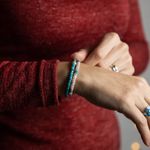 Fashion, accesorii si bijuterii - Femei - Bijuterii femei - Bratari femei - Set 2 bratari handmade Krishna dama din pietre naturale de Jasp Turcoaz Sediment Marin si Jasp Roz - Infinity.ro