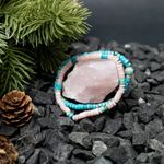 Fashion, accesorii si bijuterii - Femei - Bijuterii femei - Bratari femei - Set 2 bratari handmade Krishna dama din pietre naturale de Jasp Turcoaz Sediment Marin si Jasp Roz - Infinity.ro