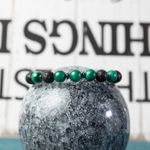 Fashion, accesorii si bijuterii - Barbati - Bijuterii barbati - Bratari barbati - Bratara barbati Fayiaz din Piatra de Lava si Malachit, sfere de 8mm - Infinity.ro