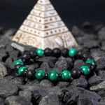 Fashion, accesorii si bijuterii - Barbati - Bijuterii barbati - Bratari barbati - Bratara barbati Fayiaz din Piatra de Lava si Malachit, sfere de 8mm - Infinity.ro