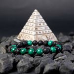 Fashion, accesorii si bijuterii - Barbati - Bijuterii barbati - Bratari barbati - Bratara barbati Fayiaz din Piatra de Lava si Malachit, sfere de 8mm - Infinity.ro