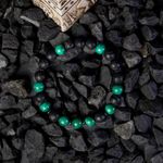 Fashion, accesorii si bijuterii - Barbati - Bijuterii barbati - Bratari barbati - Bratara barbati Fayiaz din Piatra de Lava si Malachit, sfere de 8mm - Infinity.ro