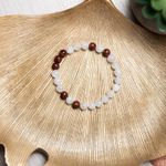 Fashion, accesorii si bijuterii - Femei - Bijuterii femei - Bratari femei - Bratara pietre semipretioase Piatra Lunii si Cloisonne Rosu pentru femei, Kamari, margele de 6mm - Infinity.ro
