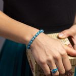 Fashion, accesorii si bijuterii - Femei - Bijuterii femei - Bratari femei - Bratara fete din pietre semipretioase de Jad Albastru si Distantiere Turcoaz, Gizel, margele de 6mm - Infinity.ro