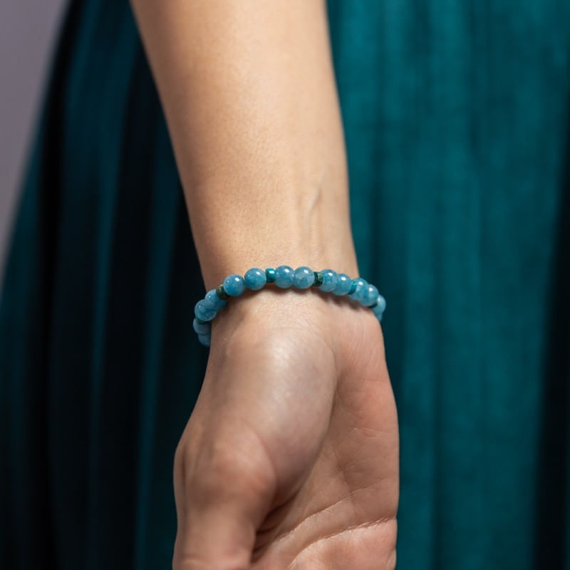 Fashion, accesorii si bijuterii - Femei - Bijuterii femei - Bratari femei - Bratara fete din pietre semipretioase de Jad Albastru si Distantiere Turcoaz, Gizel, margele de 6mm - Infinity.ro