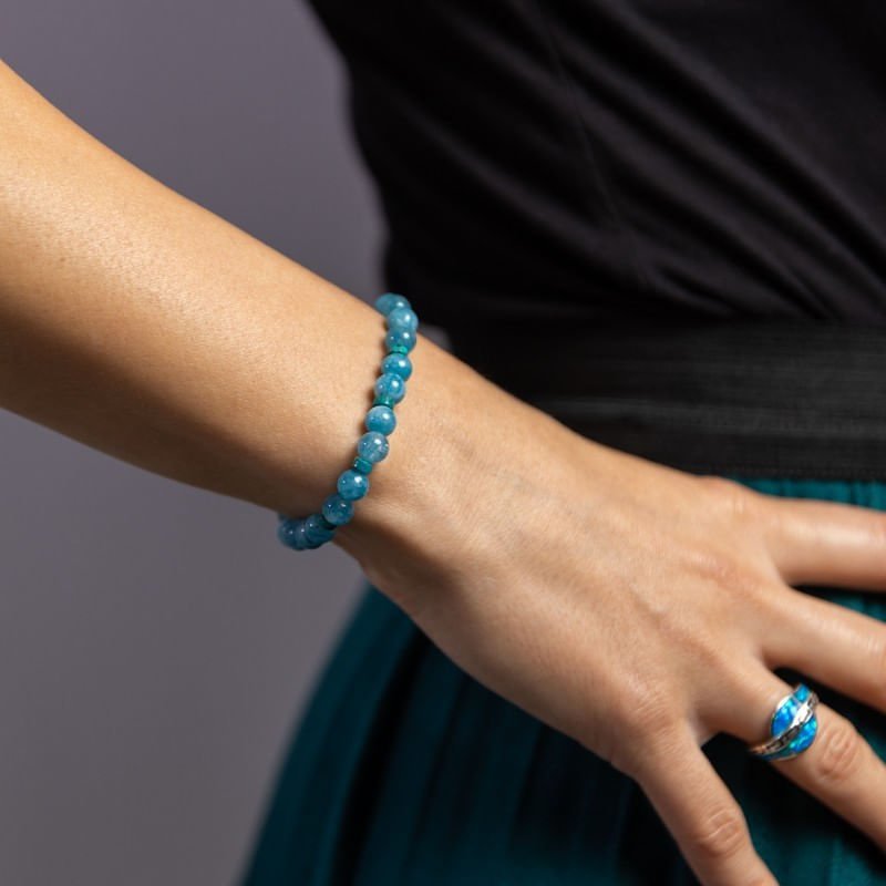 Fashion, accesorii si bijuterii - Femei - Bijuterii femei - Bratari femei - Bratara fete din pietre semipretioase de Jad Albastru si Distantiere Turcoaz, Gizel, margele de 6mm - Infinity.ro