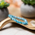 Fashion, accesorii si bijuterii - Femei - Bijuterii femei - Bratari femei - Bratara fete din pietre semipretioase de Jad Albastru si Distantiere Turcoaz, Gizel, margele de 6mm - Infinity.ro