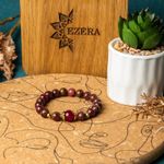 Fashion, accesorii si bijuterii - Femei - Bijuterii femei - Bratari femei - Bratara fete Karina din margele Cloisonne Rosii si Ochi de Tigru, margele de 8mm - Infinity.ro