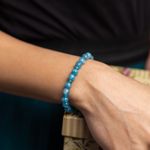 Fashion, accesorii si bijuterii - Femei - Bijuterii femei - Bratari femei - Bratara fete din pietre semipretioase de Jad Albastru si Distantiere Turcoaz, Gizel, margele de 6mm - Infinity.ro