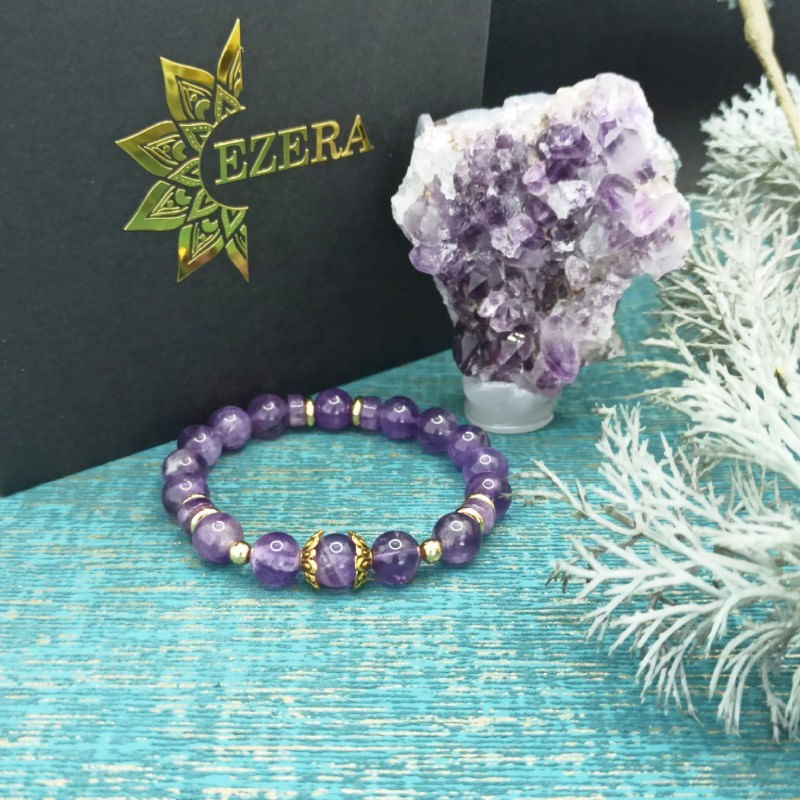 Fashion, accesorii si bijuterii - Femei - Bijuterii femei - Bratari femei - Bratara Ametist Ada, pentru femei, eleganta, cu cristale de 8mm - Infinity.ro