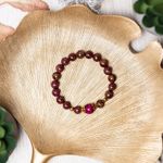 Fashion, accesorii si bijuterii - Femei - Bijuterii femei - Bratari femei - Bratara fete Karina din margele Cloisonne Rosii si Ochi de Tigru, margele de 8mm - Infinity.ro