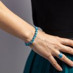 Fashion, accesorii si bijuterii - Femei - Bijuterii femei - Bratari femei - Bratara fete din pietre semipretioase de Jad Albastru si Distantiere Turcoaz, Gizel, margele de 6mm - Infinity.ro