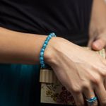 Fashion, accesorii si bijuterii - Femei - Bijuterii femei - Bratari femei - Bratara fete din pietre semipretioase de Jad Albastru si Distantiere Turcoaz, Gizel, margele de 6mm - Infinity.ro