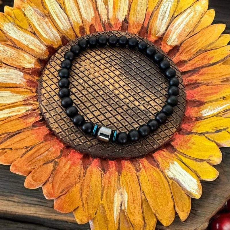Fashion, accesorii si bijuterii - Barbati - Bijuterii barbati - Bratari barbati - Bratara barbati handmade din pietre de onix mat si hematit, Gaston - Infinity.ro