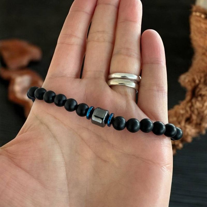 Fashion, accesorii si bijuterii - Barbati - Bijuterii barbati - Bratari barbati - Bratara barbati handmade din pietre de onix mat si hematit, Gaston - Infinity.ro