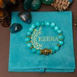 Fashion, accesorii si bijuterii - Femei - Bijuterii femei - Bratari femei - Indra, bratara dama realizata manual din cristale de Amazonit cu accesorii aurii - Infinity.ro