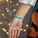 Fashion, accesorii si bijuterii - Femei - Bijuterii femei - Bratari femei - Indra, bratara dama realizata manual din cristale de Amazonit cu accesorii aurii - Infinity.ro