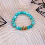 Fashion, accesorii si bijuterii - Femei - Bijuterii femei - Bratari femei - Indra, bratara dama realizata manual din cristale de Amazonit cu accesorii aurii - Infinity.ro