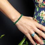 Fashion, accesorii si bijuterii - Femei - Bijuterii femei - Bratari femei - Bratara Malachit pentru femei, realizata manual, Nayan, sfere de 6mm - Infinity.ro