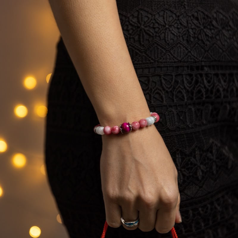 Fashion, accesorii si bijuterii - Femei - Bijuterii femei - Bratari femei - Bratara Kate din cristale de Rodocrozit, Morganit si Ochi de Tigru - Infinity.ro
