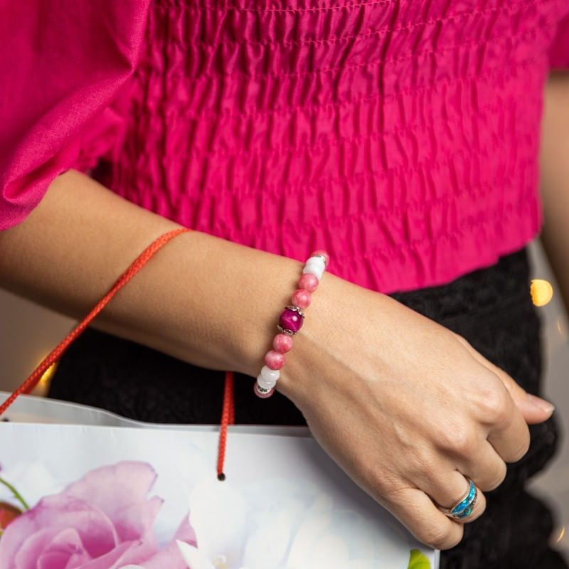 Fashion, accesorii si bijuterii - Femei - Bijuterii femei - Bratari femei - Bratara Kate din cristale de Rodocrozit, Morganit si Ochi de Tigru - Infinity.ro