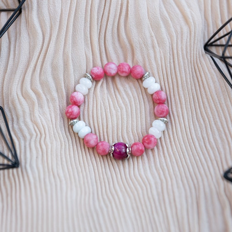 Fashion, accesorii si bijuterii - Femei - Bijuterii femei - Bratari femei - Bratara Kate din cristale de Rodocrozit, Morganit si Ochi de Tigru - Infinity.ro