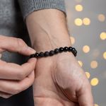 Fashion, accesorii si bijuterii - Barbati - Bijuterii barbati - Bratari barbati - Bratara barbati Amir din pietre semipretioase de Obsidian si Lava, margele de 8mm - Infinity.ro