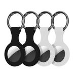 Laptop, Telefoane si Tablete - Wearables si gadgeturi - Gadgeturi - Accesorii SMART - Set 4 huse tracker Kwmobile pentru Apple AirTag, silicon, negru, alb, protectie la zgarieturi - Infinity.ro