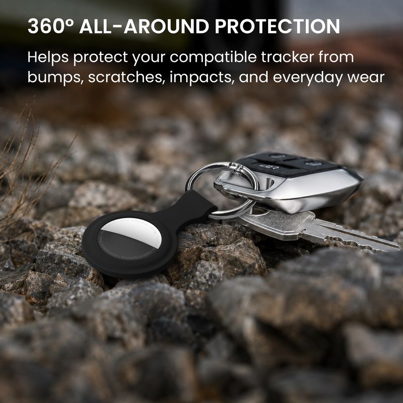Laptop, Telefoane si Tablete - Wearables si gadgeturi - Gadgeturi - Accesorii SMART - Set 4 huse tracker Kwmobile pentru Apple AirTag, silicon, negru, alb, protectie la zgarieturi - Infinity.ro